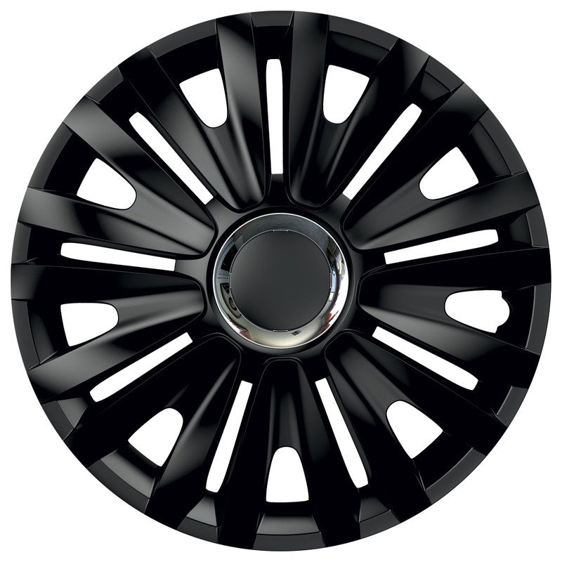 Set capace roti 16` Negre Cu Inel Cromat royal