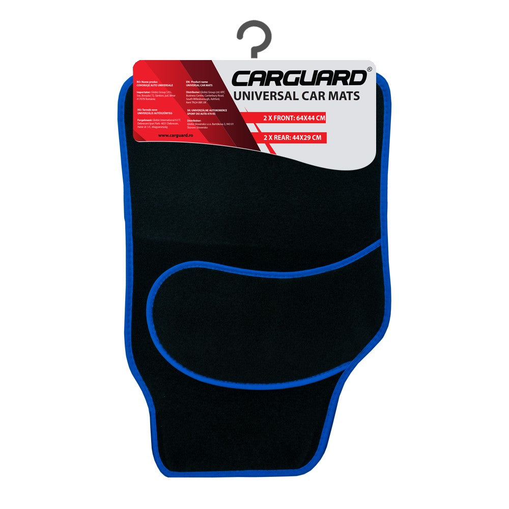 Set covorașe auto textile universale Carguard 64 x 44 cm | 44 x 29 cm - negru - albastru