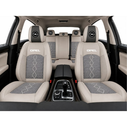 Set Huse Scaune piele ecologică perforată și textil pentru Opel, Deluxe Gri inchis cu Gri deschis