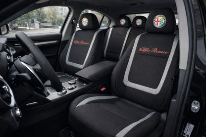Set Huse Scaune Universale Compatibile cu Alfa Romeo – Negru/Gri