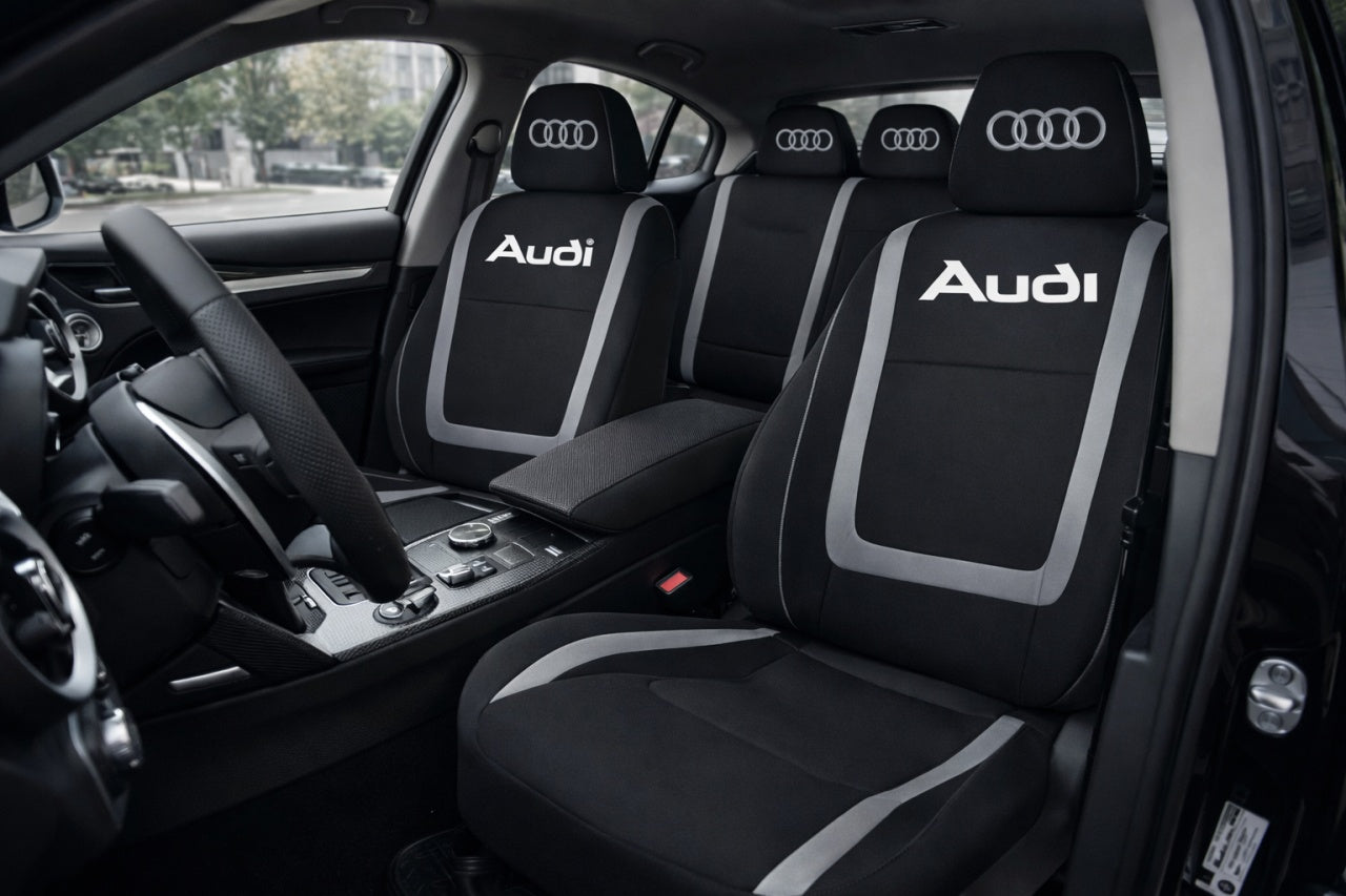 Set Huse Scaune Universale Compatibile cu Audi – Negru/Gri