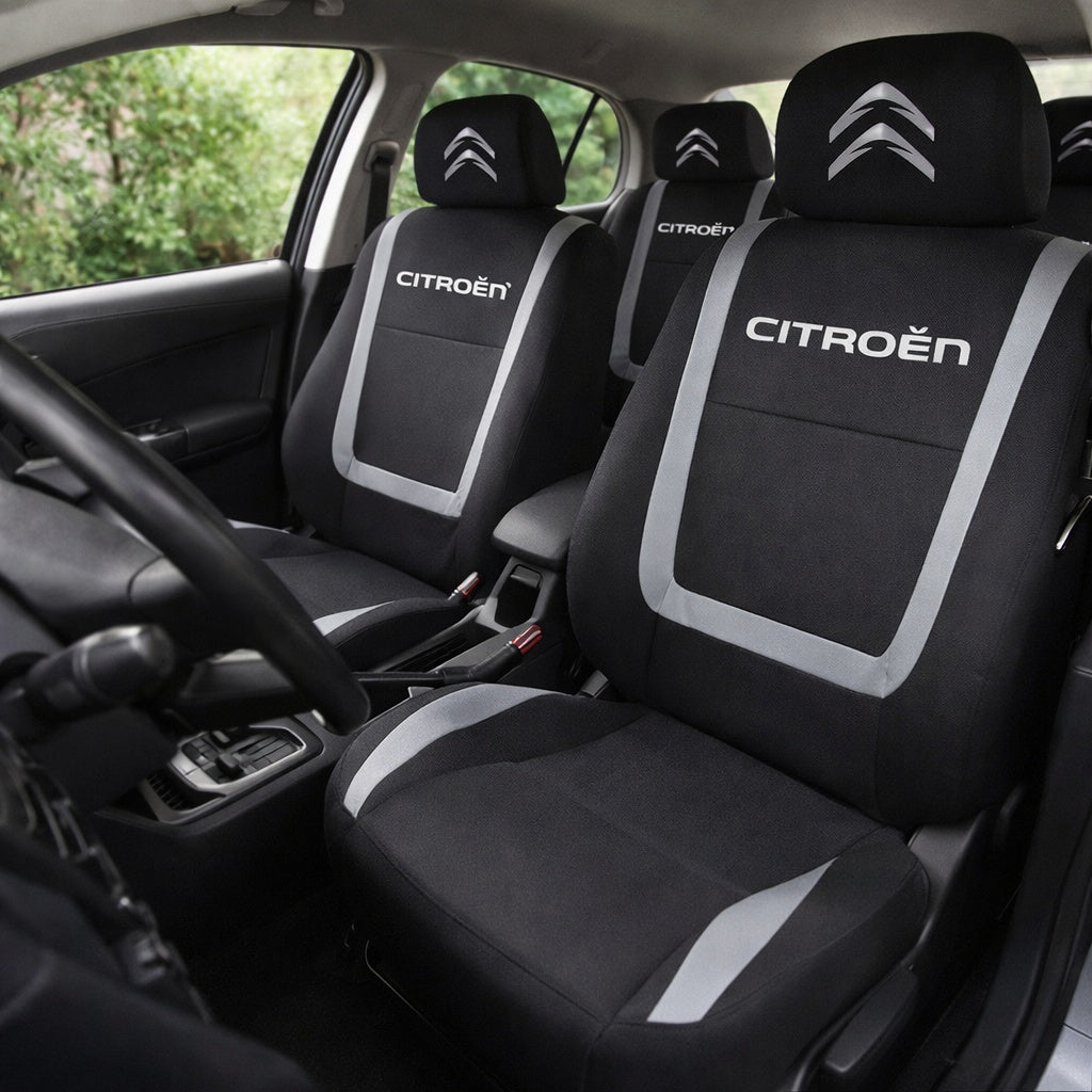 Set Huse Scaune Universale Compatibile cu Citroen – Negru/Gri