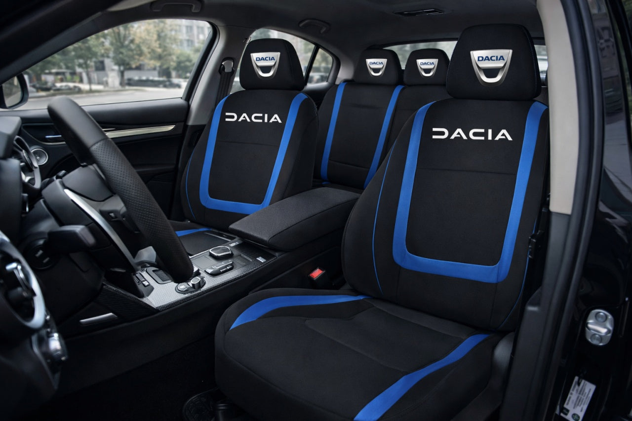 Set Huse Scaune Universale Compatibile cu Dacia – Negru/Albastru