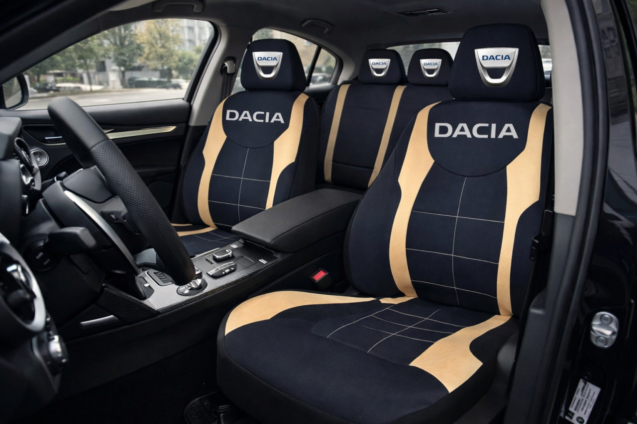 Set Huse Scaune Universale Compatibile cu Dacia – Negru/Crem
