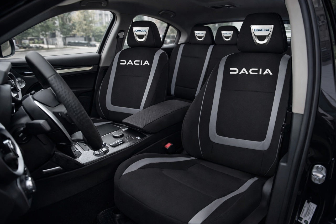 Set Huse Scaune Universale Compatibile cu Dacia – Negru/Gri