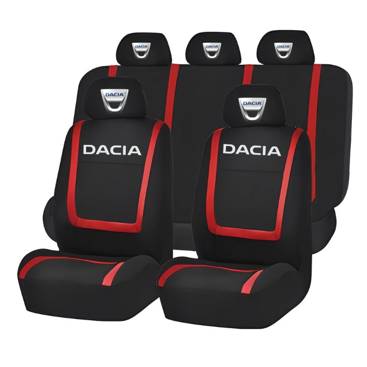Set Huse Scaune Universale Compatibile cu Dacia – Negru/Rosu