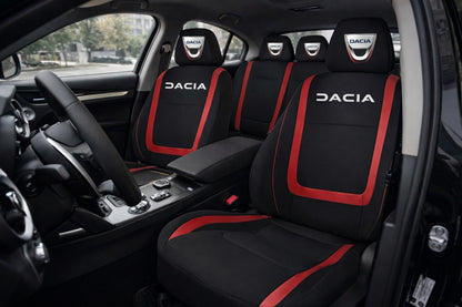 Set Huse Scaune Universale Compatibile cu Dacia – Negru/Rosu