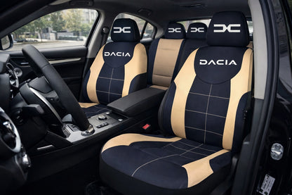 Set Huse Scaune Universale Compatibile cu Dacia Nou – Negru/Crem