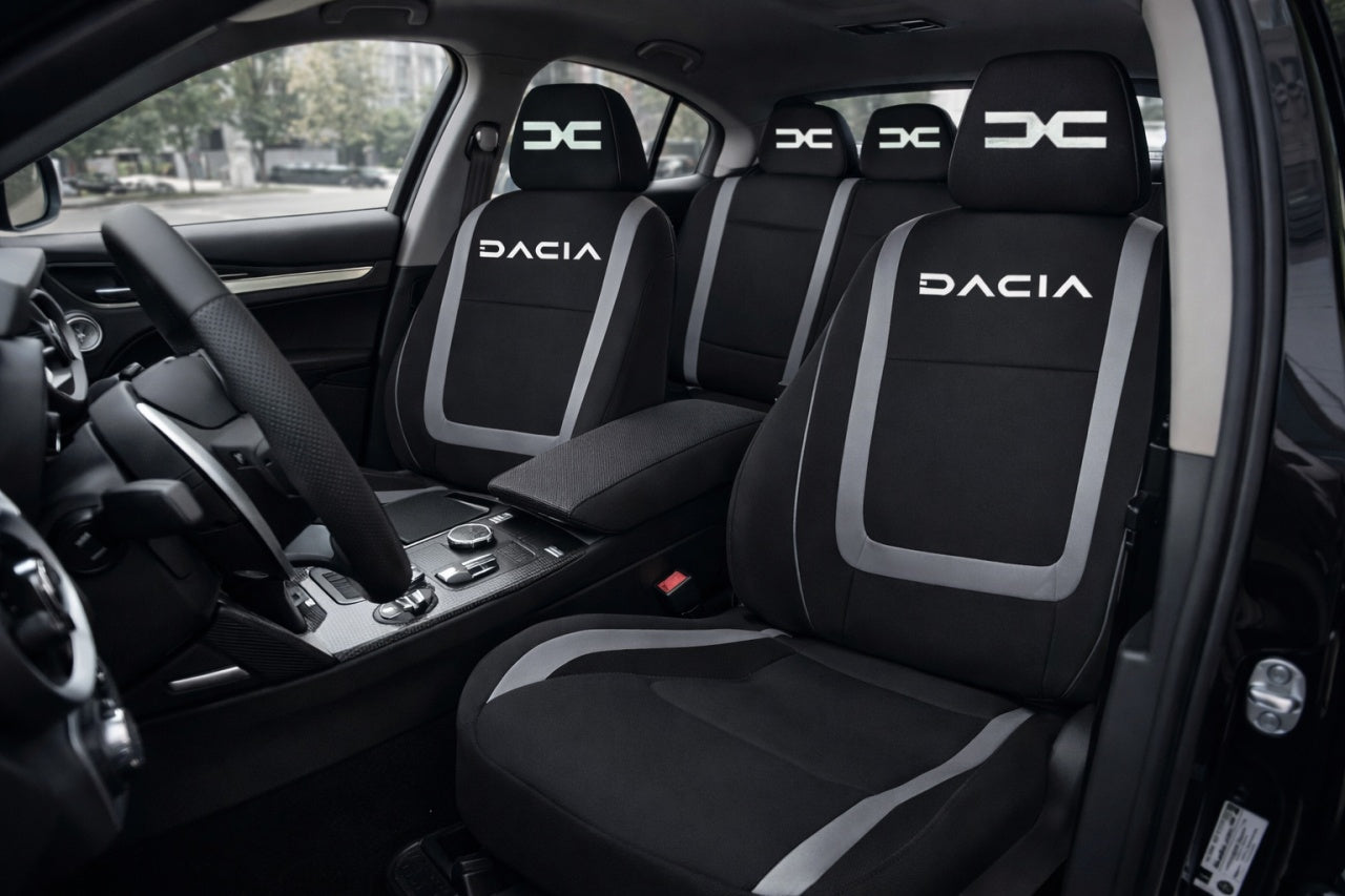 Set Huse Scaune Universale Compatibile cu Dacia Nou – Negru/Gri