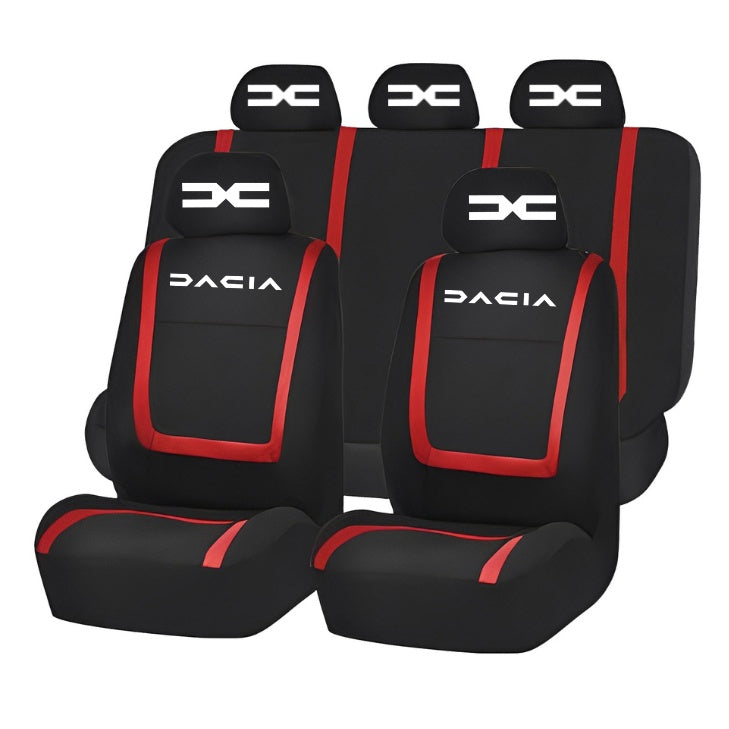 Set Huse Scaune Universale Compatibile cu Dacia Nou – Negru/Rosu