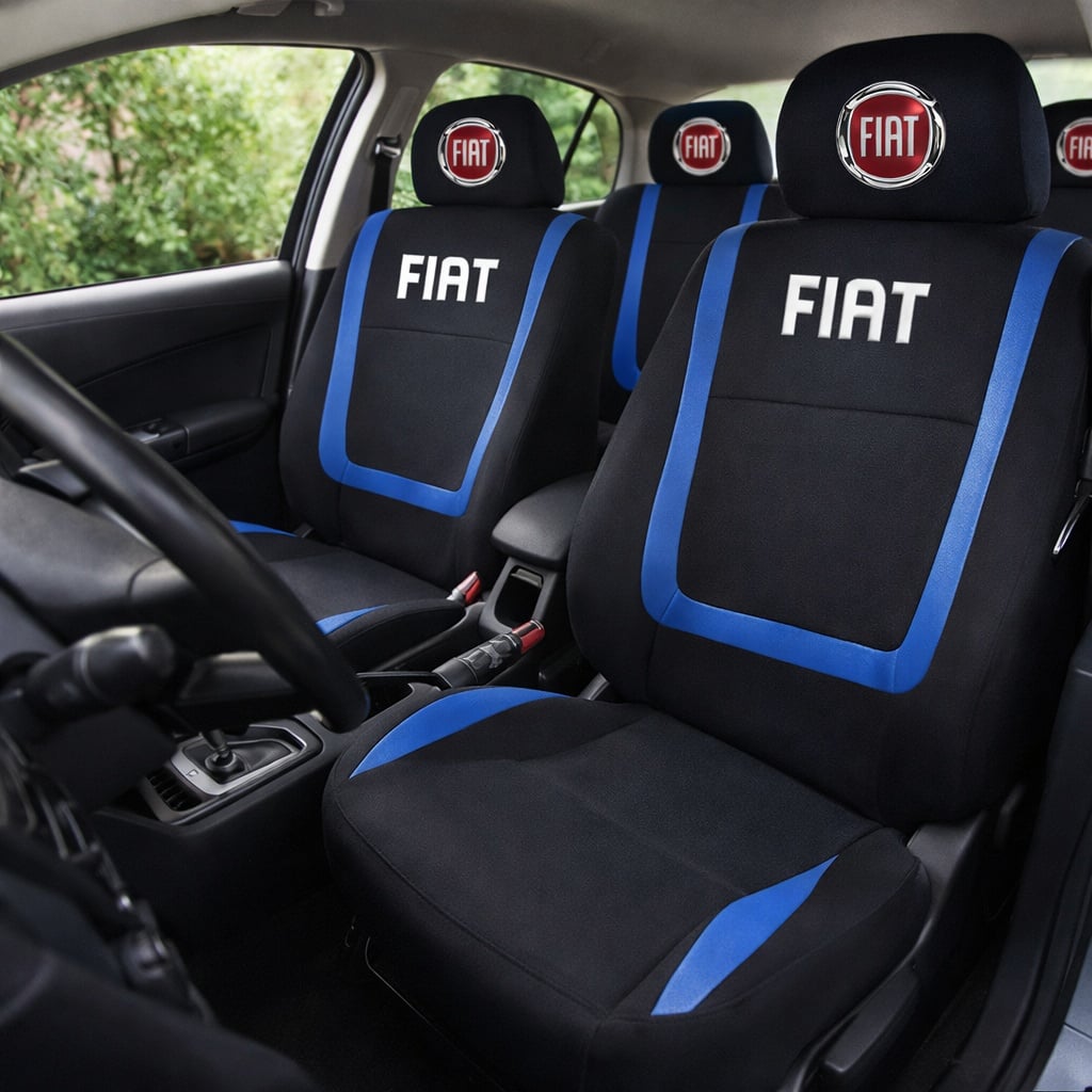 Set Huse Scaune Universale Compatibile cu Fiat – Negru/Albastru