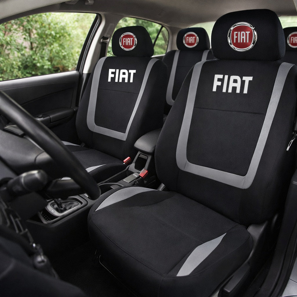 Set Huse Scaune Universale Compatibile cu Fiat – Negru/Gri