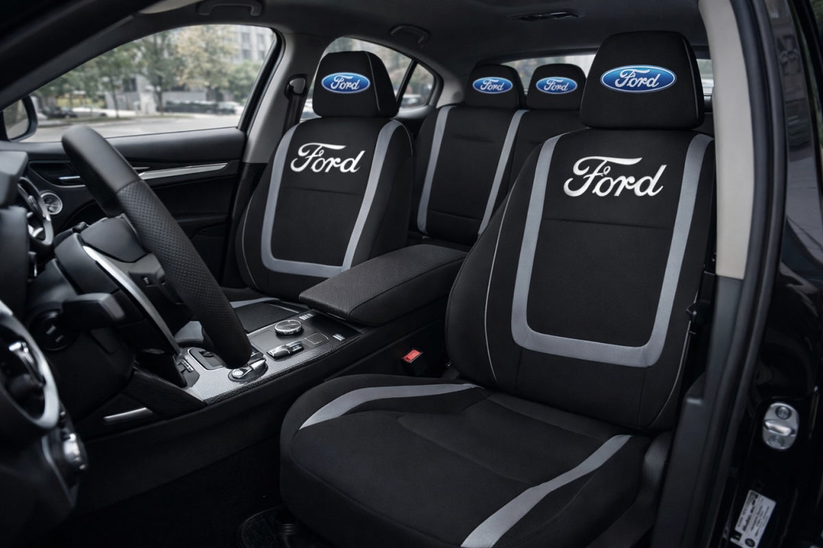 Set Huse Scaune Universale Compatibile cu Ford– Negru/Gri