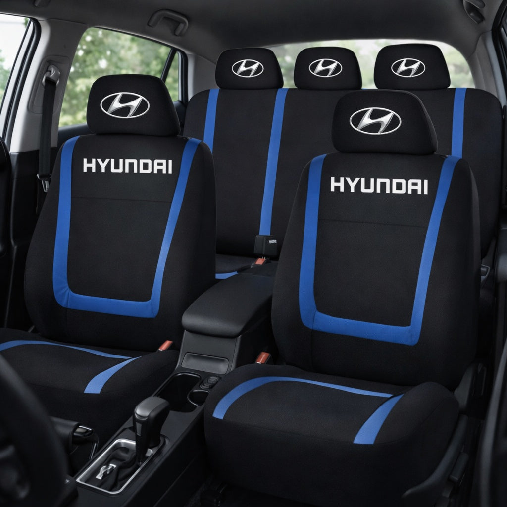 Set Huse Scaune Universale Compatibile cu Hyundai – Negru/Albastru
