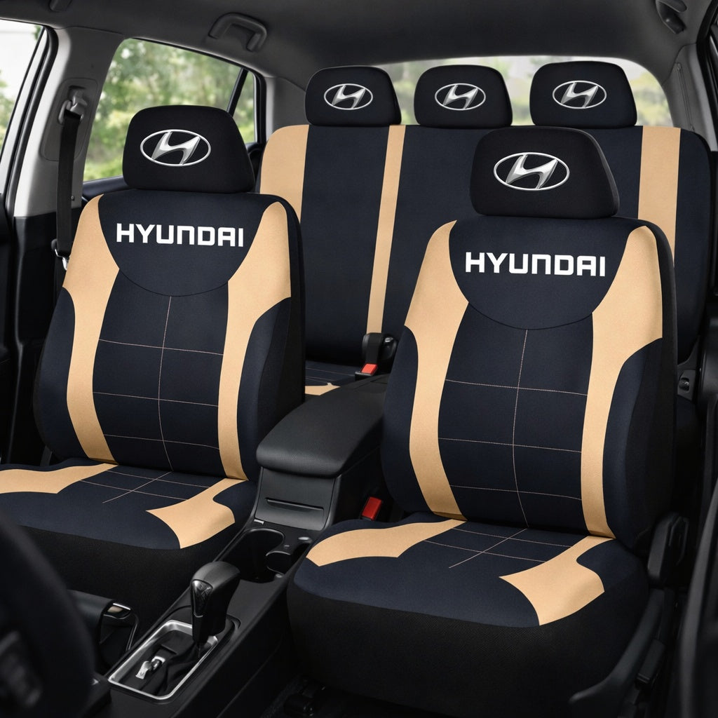 Set Huse Scaune Universale Compatibile cu Hyundai – Negru/Crem