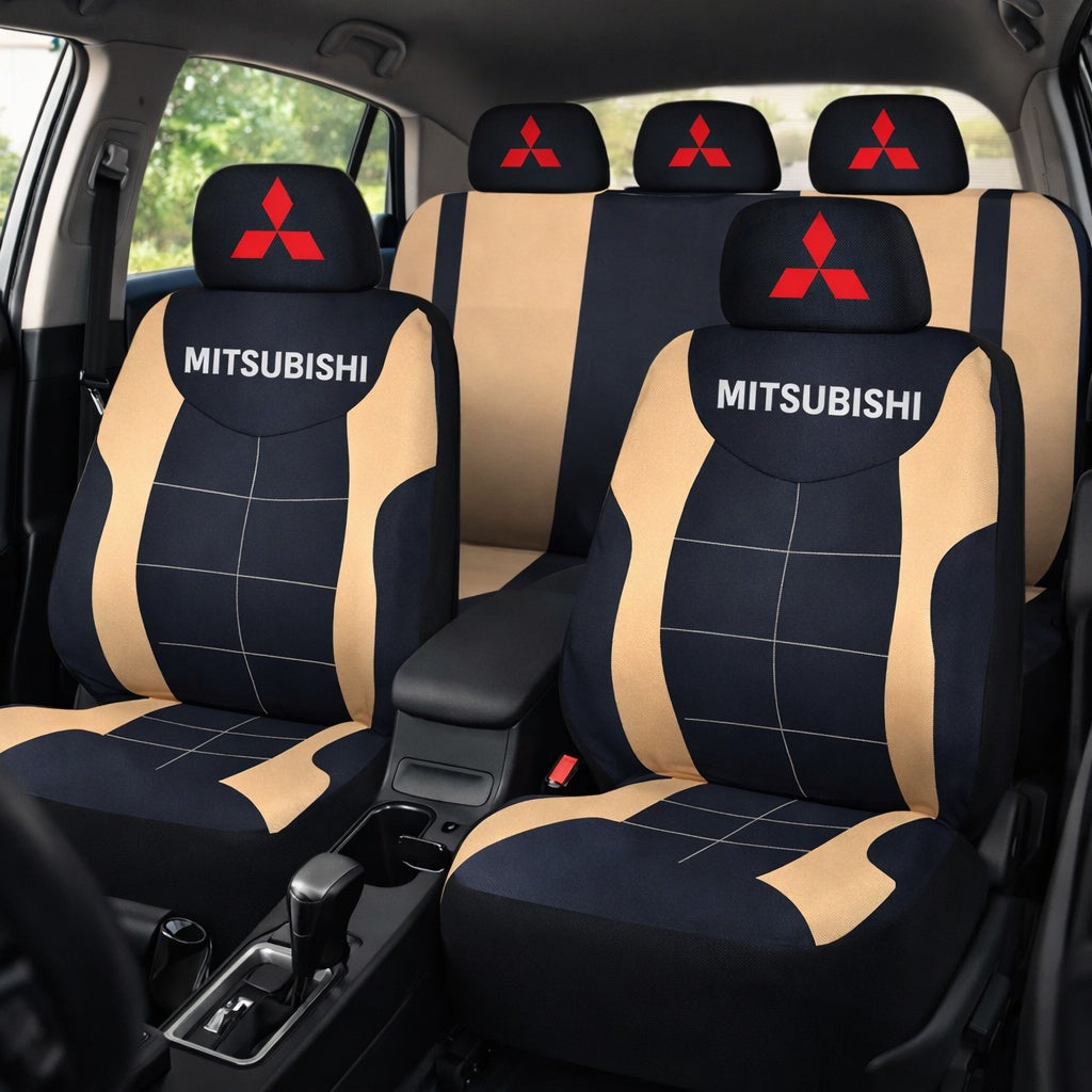 Set Huse Scaune Universale Compatibile cu Mitsubishi – Negru/Crem