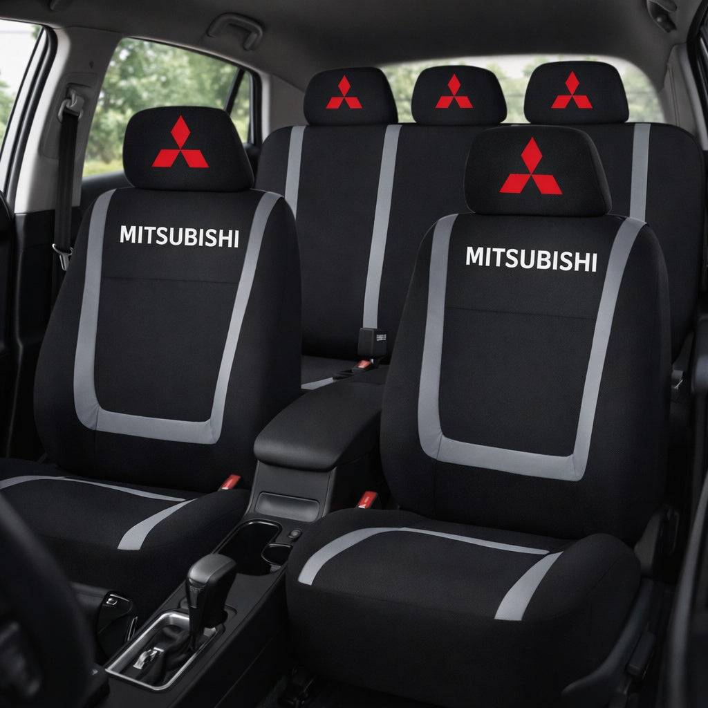 Set Huse Scaune Universale Compatibile cu Mitsubishi – Negru/Gri