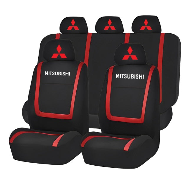 Set Huse Scaune Universale Compatibile cu Mitsubishi – Negru/Rosu