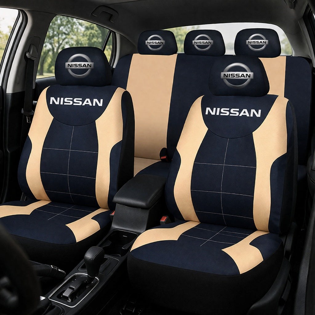 Set Huse Scaune Universale Compatibile cu Nissan – Negru/Crem