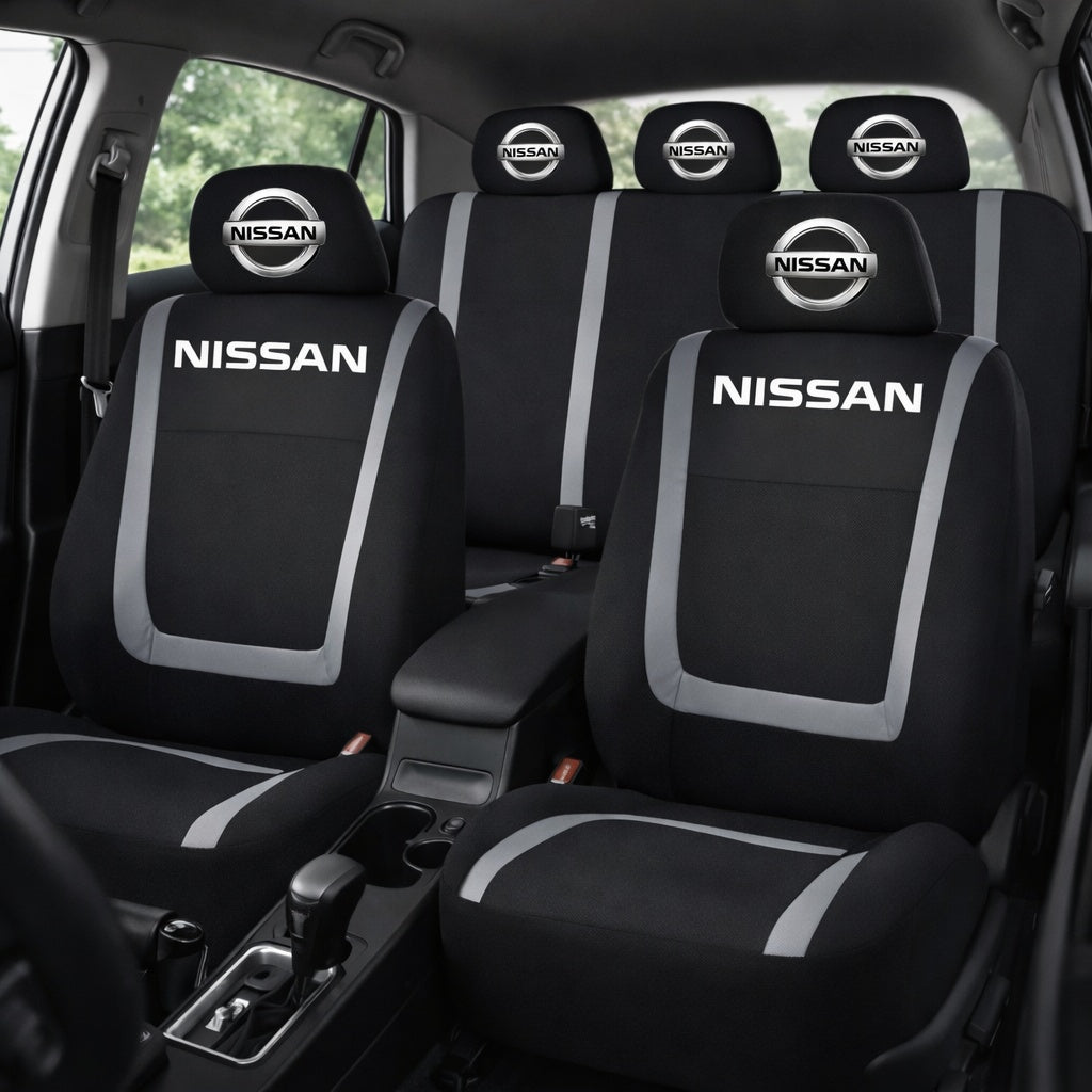 Set Huse Scaune Universale Compatibile cu Nissan – Negru/Gri