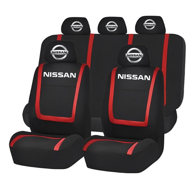 Set Huse Scaune Universale Compatibile cu Nissan – Negru/Rosu