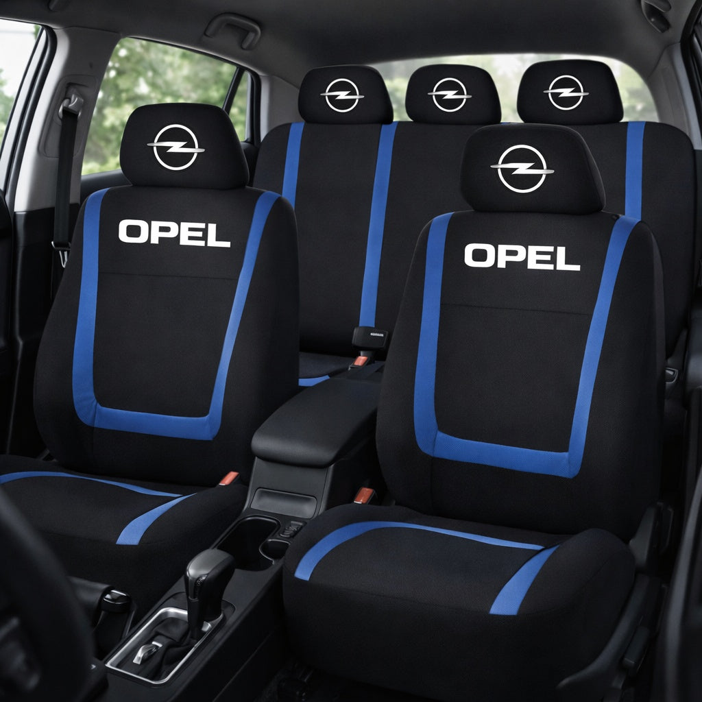 Set Huse Scaune Universale Compatibile cu Opel – Negru/Albastru