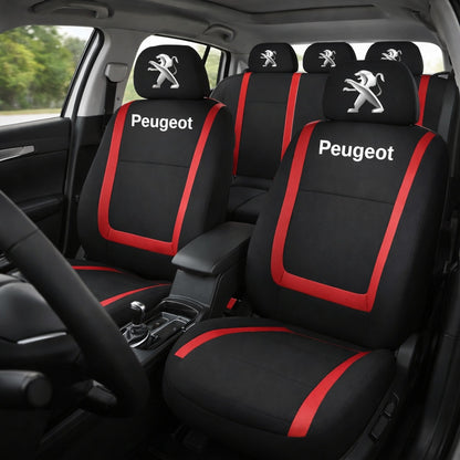 Set Huse Scaune Universale Compatibile cu Peugeot– Negru/Rosu