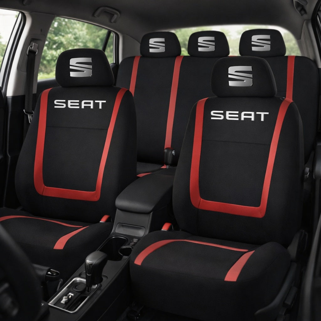 Set Huse Scaune Universale Compatibile cu Seat – Negru/Rosu