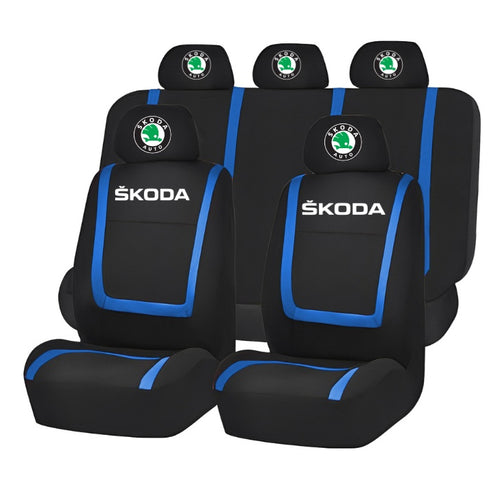 Set Huse Scaune Universale Compatibile cu Skoda – Negru/Albastru