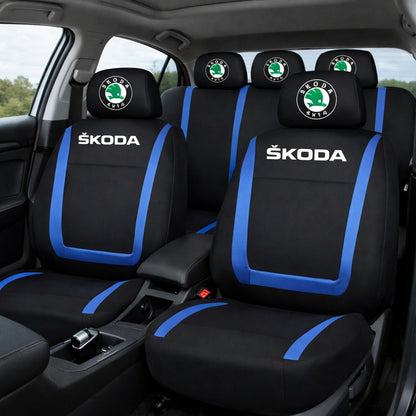 Set Huse Scaune Universale Compatibile cu Skoda – Negru/Albastru