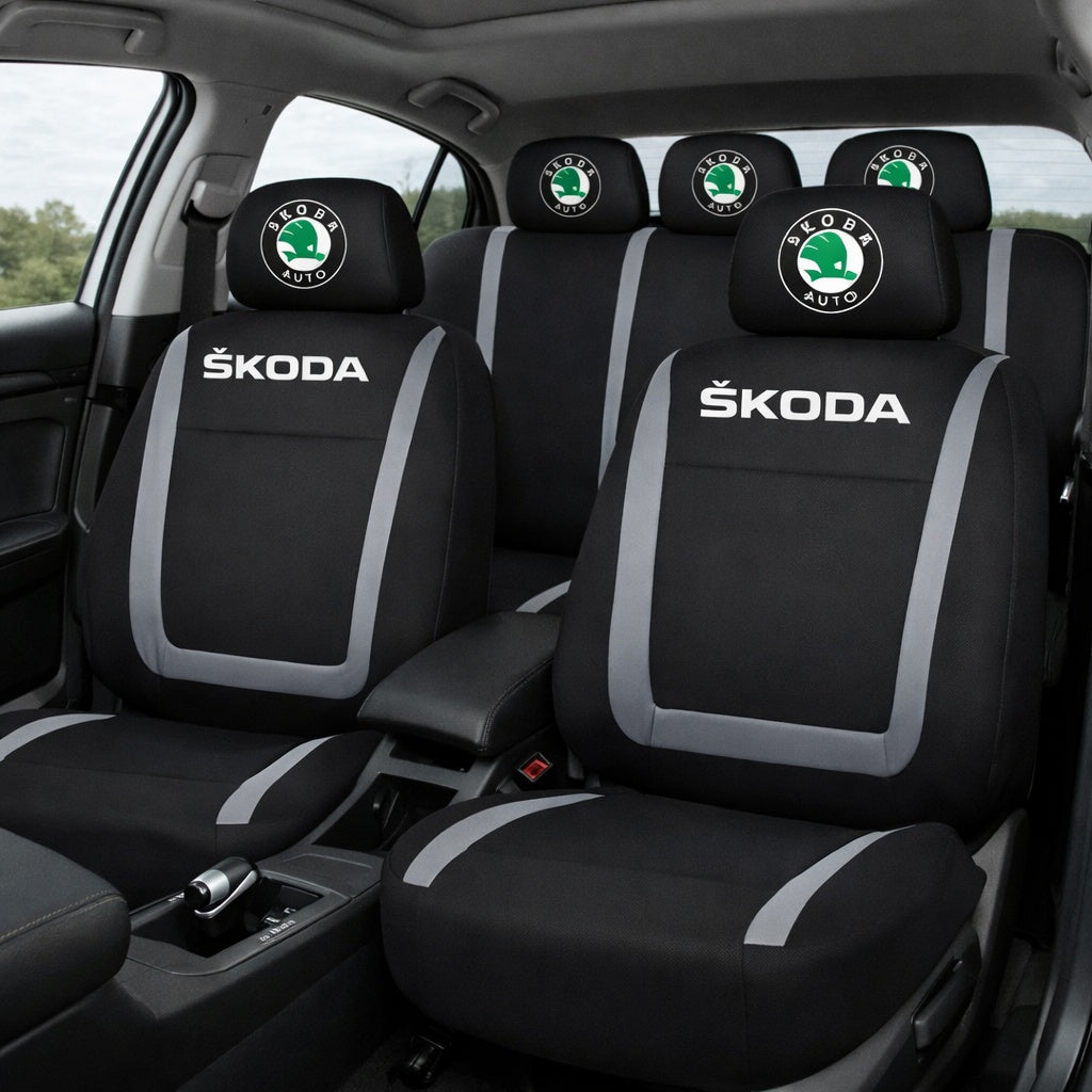 Set Huse Scaune Universale Compatibile cu Skoda – Negru/Gri