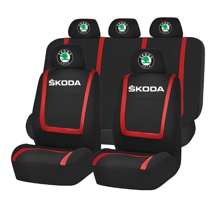 Set Huse Scaune Universale Compatibile cu Skoda – Negru/Rosu