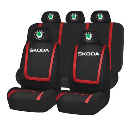 Set Huse Scaune Universale Compatibile cu Skoda – Negru/Rosu