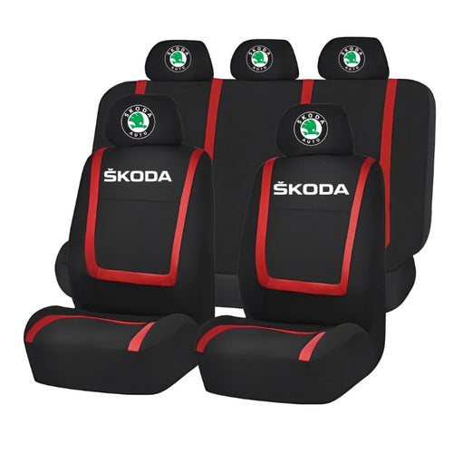 Set Huse Scaune Universale Compatibile cu Skoda – Negru/Rosu