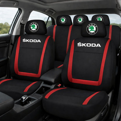 Set Huse Scaune Universale Compatibile cu Skoda – Negru/Rosu