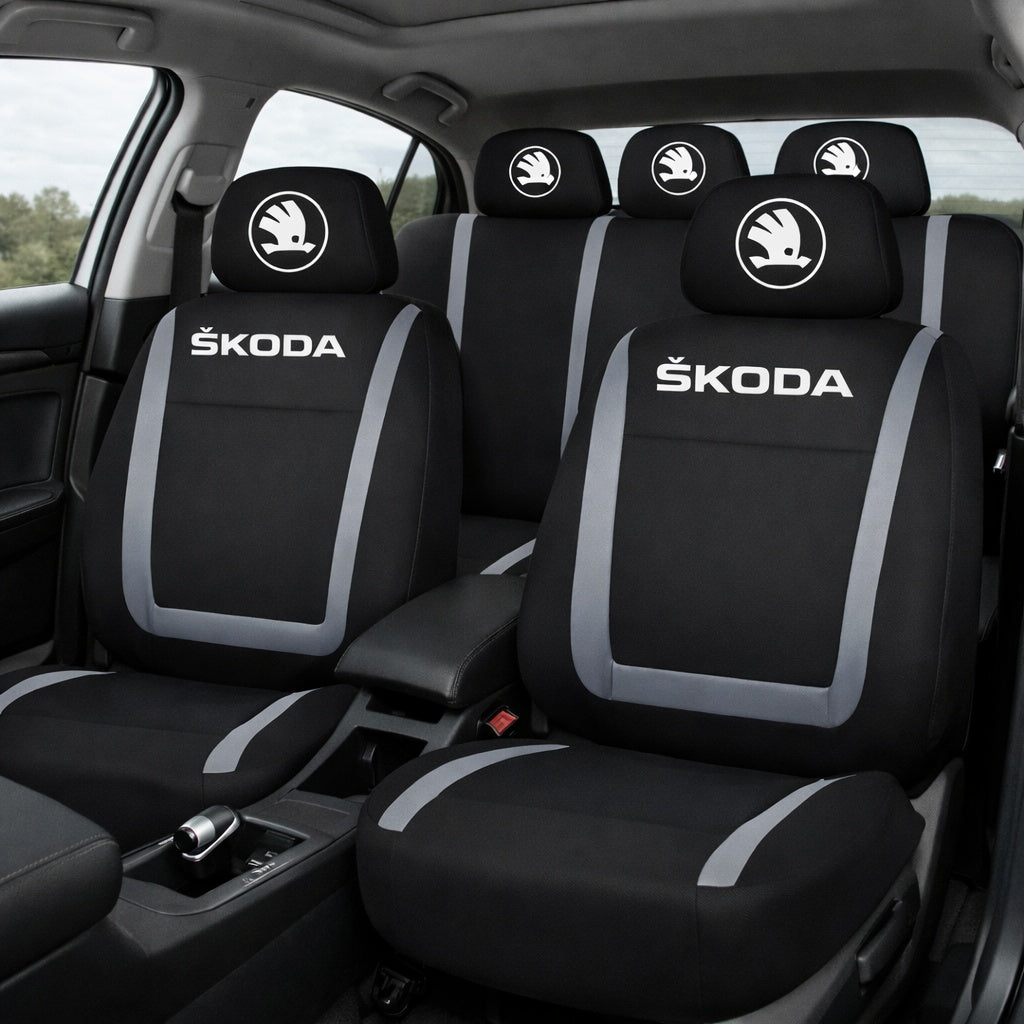 Set Huse Scaune Universale Compatibile cu Skoda Nou – Negru/Gri