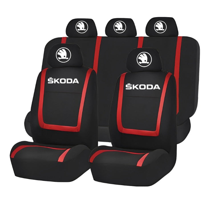 Set Huse Scaune Universale Compatibile cu Skoda Nou – Negru/Rosu