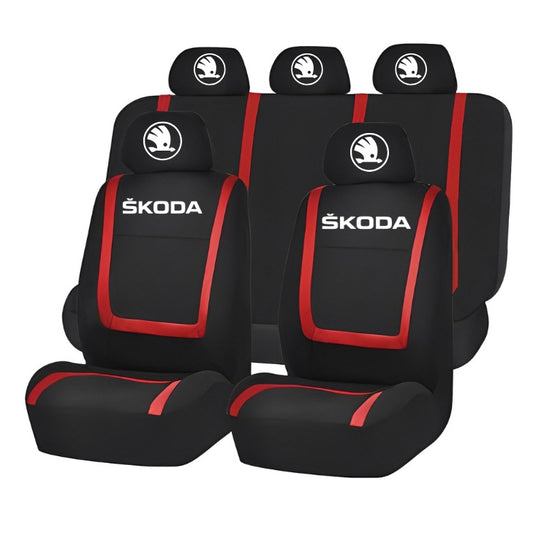 Set Huse Scaune Universale Compatibile cu Skoda Nou – Negru/Rosu