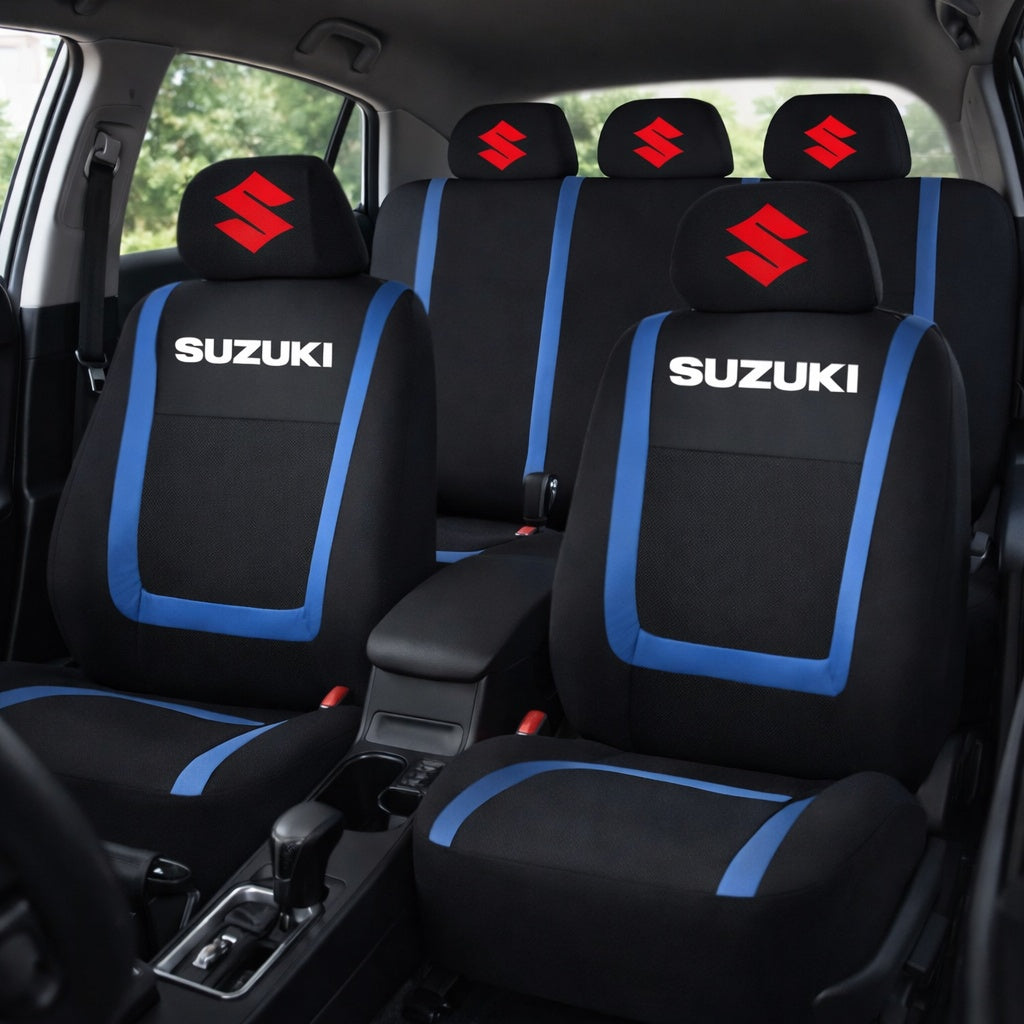 Set Huse Scaune Universale Compatibile cu Suzuki – Negru/Albastru