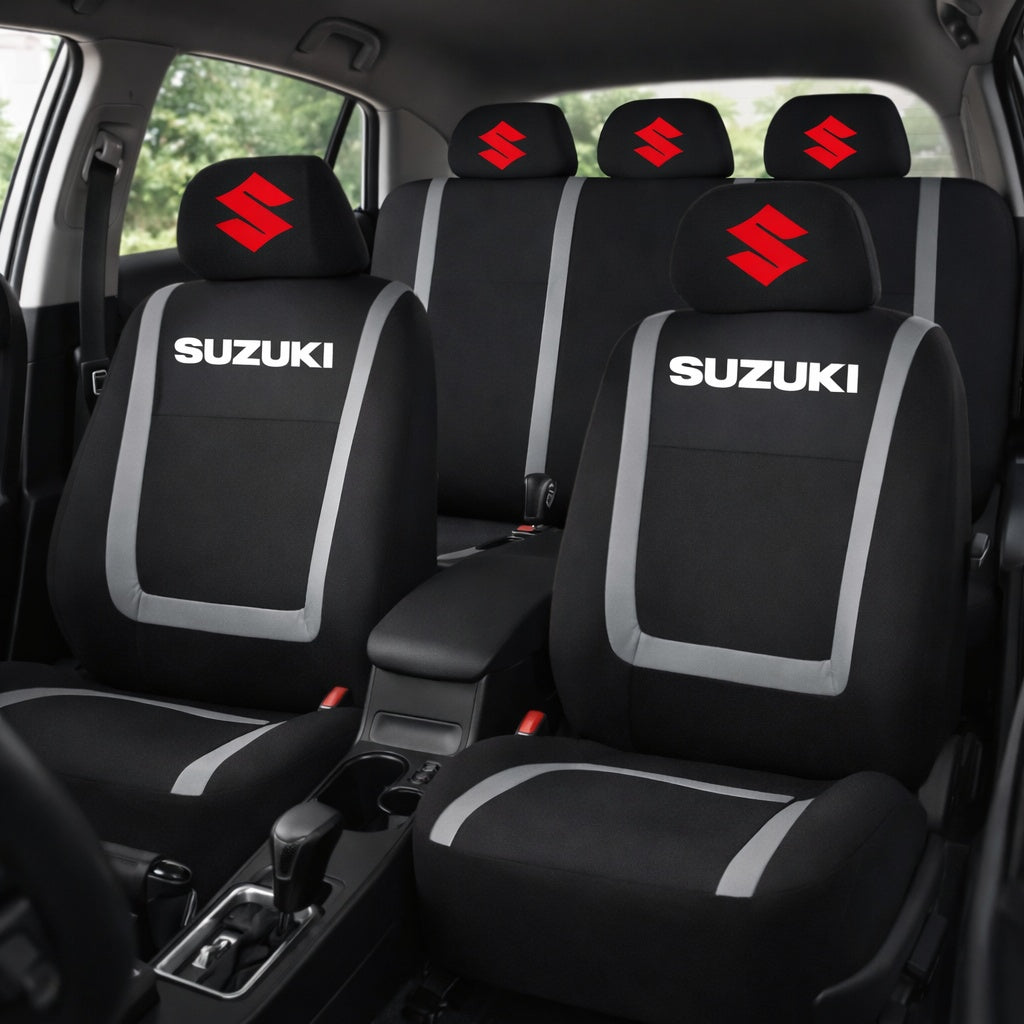 Set Huse Scaune Universale Compatibile cu Suzuki – Negru/Gri
