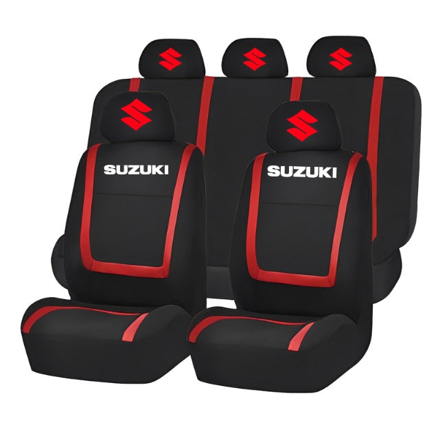 Set Huse Scaune Universale Compatibile cu Suzuki – Negru/Rosu