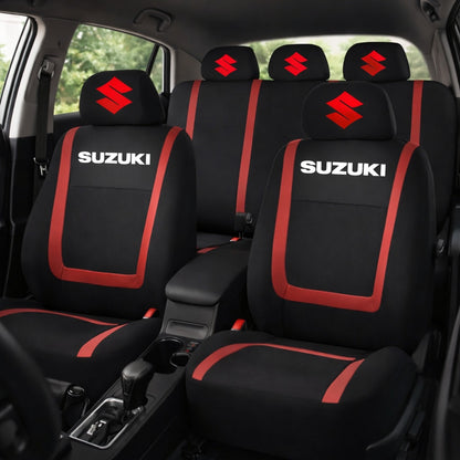 Set Huse Scaune Universale Compatibile cu Suzuki – Negru/Rosu