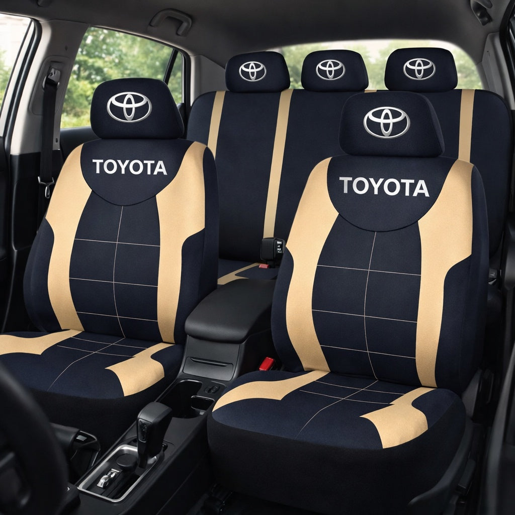 Set Huse Scaune Universale Compatibile cu Toyota– Negru/Crem