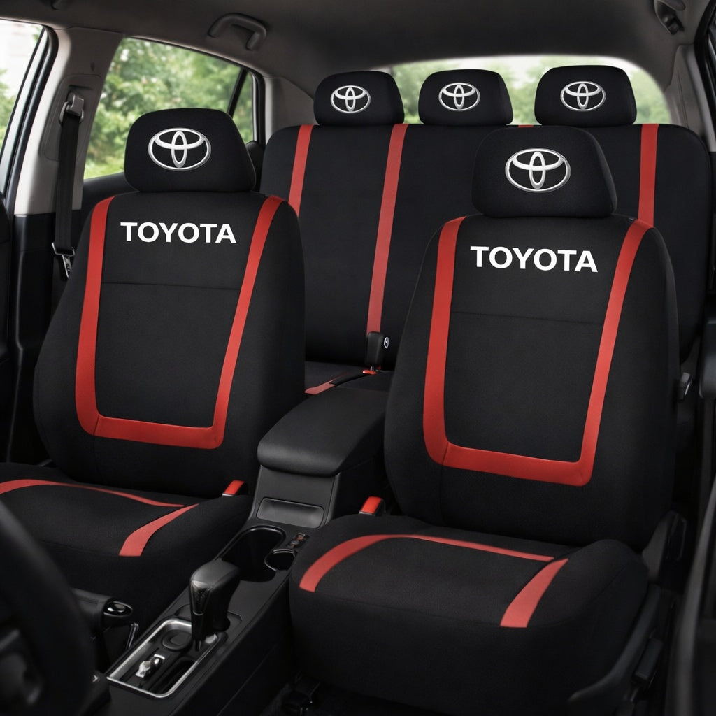 Set Huse Scaune Universale Compatibile cu Toyota– Negru/Rosu
