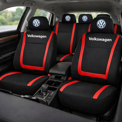 Set Huse Scaune Universale Compatibile cu Volkswagen – Negru/Rosu