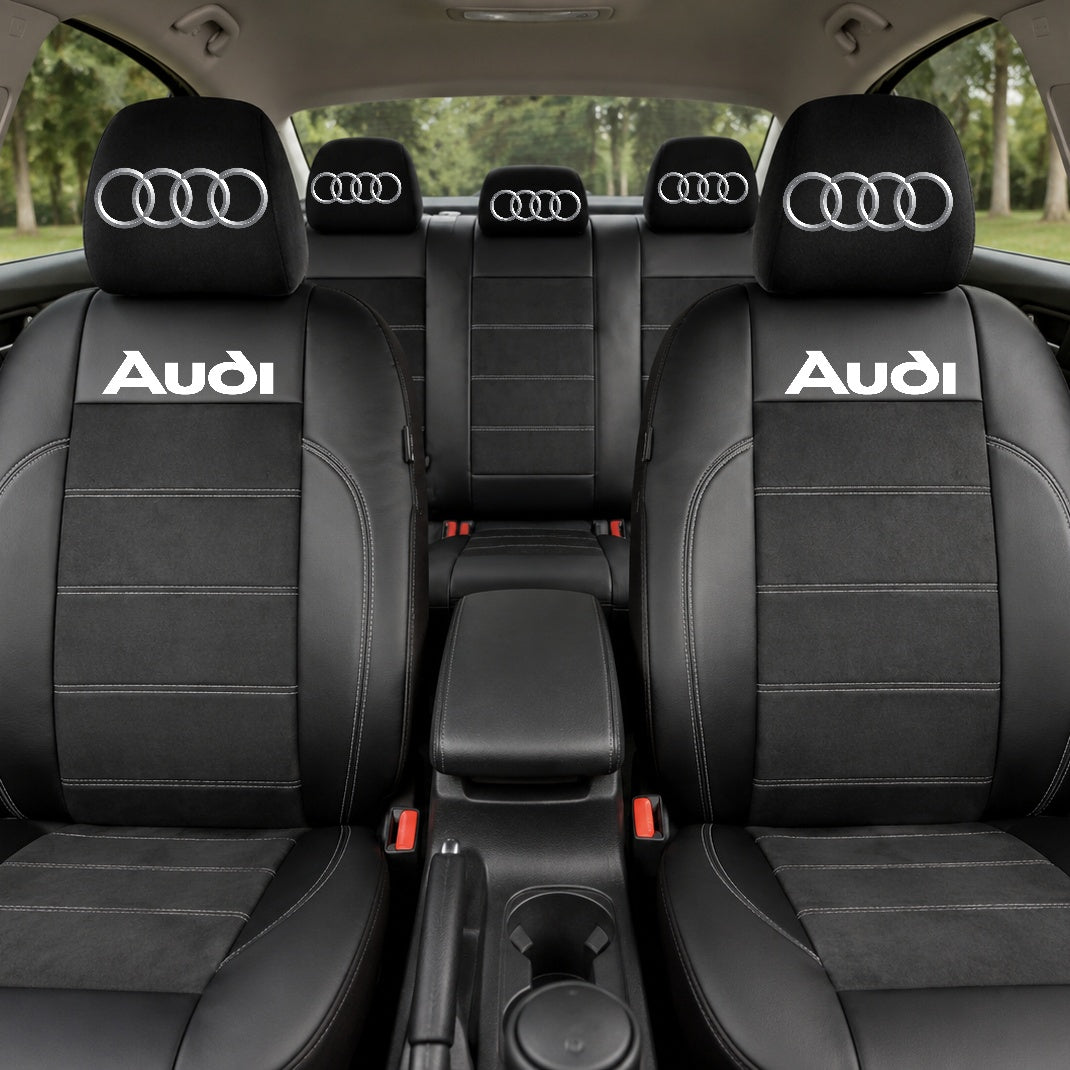 Set Huse Scaune Universale Din Piele Ecologică Si Alcantara Personalizate Cu Audi