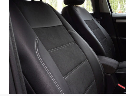 Set Huse Scaune Universale Din Piele Ecologică Si Alcantara Personalizate Cu Suzuki, Negre