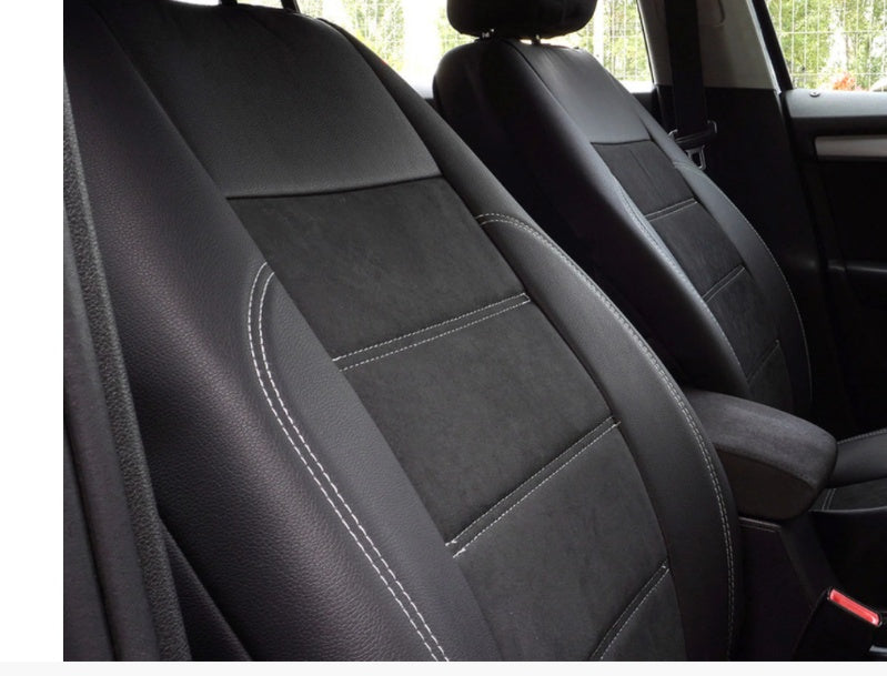 Set Huse Scaune Universale Din Piele Ecologică Si Alcantara Personalizate Cu Peugeot, Negre