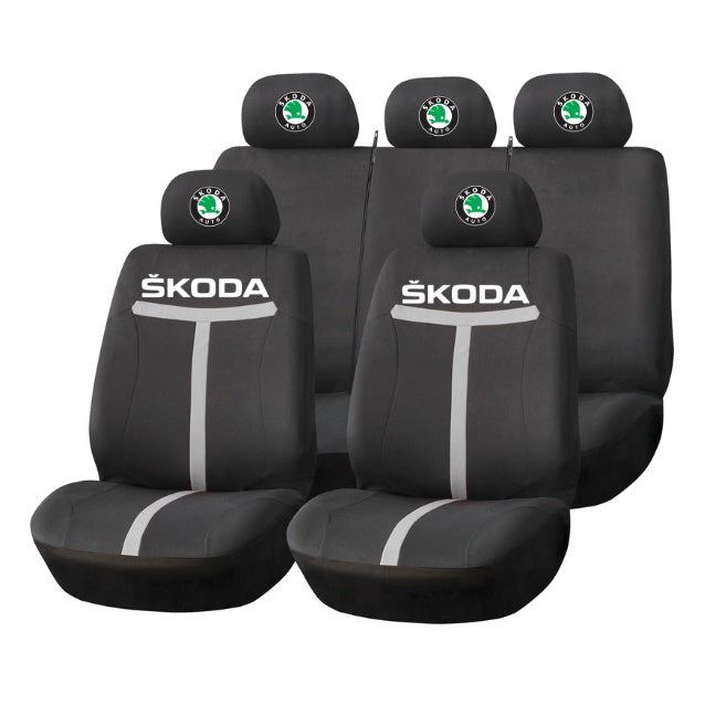 Set Huse Scaune Universale HLX1 Compatibile cu Skoda – Negru/Gri