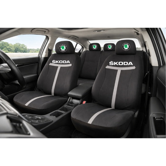 Set Huse Scaune Universale HLX1 Compatibile cu Skoda – Negru/Gri